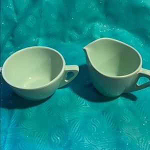 Vintage Prolon Ware cream & sugar mint green